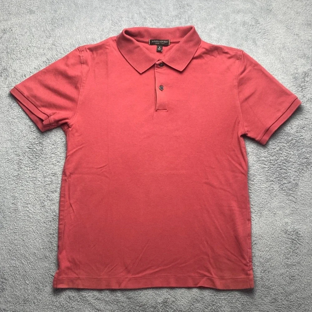Banana Republic Polo Shirt Mens Small Luxury Touch Comfy Red Short Sleeve Cotton